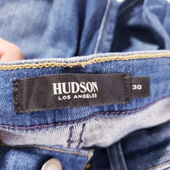 Hudson Nico Super Skinny Distressed High Rise Denim Blue Jeans Women's Size‎ 30 - Picture 7 of 10